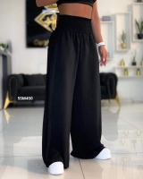 Широкие брюки Сингапур пояс резинка черные M29