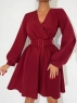 Платье с вырезом на запах с ремнем red wine рукава фонарики 02.24 M29