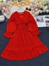 Платье Size Plus на запах в горошек с резинкой на поясе красное K53 02.24