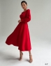 Платье миди с поясом красное O114 G250