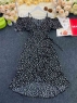 Платье Size Plus на тонких лямках мелкие цветочки черное 02.24 M29