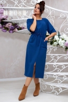 Платье итальянка с карманами ярко-синее UM29