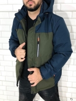 Мужская куртка комбинированная хаки с темно-синим VD107