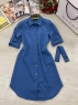 Платье рубашечного типа с поясом Синее BEK 01.24