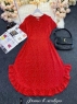 Платье софт в горошек красное батал G250