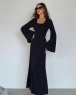 Длинное платье лапша шнуровка черное G268