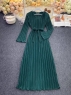 Платье макси гофре зеленое IZD28