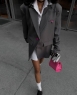 Пиджак Барби с розовыми пуговицами серый G268