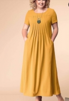 Платье длинное SIZE PLUS лайт горчично-желтое RH122