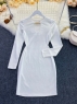 Платье трикотаж с цепочкой белое A133
