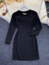 Платье трикотаж с цепочкой черное A133