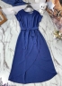 Платье удлиненное сингапур с пояском синее G289