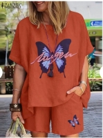 Костюм Size Plus футболка и шорты бабочка оранж M29 03.24