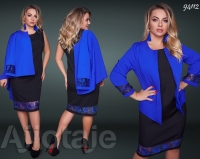 Костюм SIZE PLUS платье и синий пиджак KS112