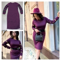 Платье Size Plus с прозрачными вставками на рукавах фиолетовое K53