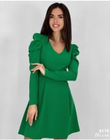 Платье приталенное рукава фонарики Зелёное A116