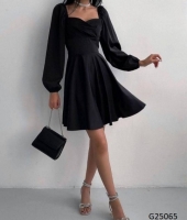 Платье Барби верх запах черное O114 G250 11.23
