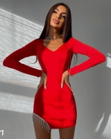 Платье бахрома Красное BEK