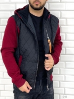 Мужская комбинированная куртка рукава с начесом бордовая VD107
