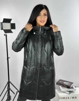 Пальто Size Plus 9255 стеганое с капюшоном черная 02.24 M29