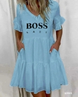 Платье Size plus Lady Boss Голубое K298