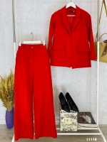 Костюм барби пиджак и широкие брюки красный K2118