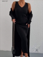 Костюм платье и кардиган лапша черный M37_Новая цена2