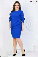 Платье Size Plus с вставками на рукавах синее M29