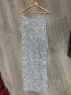 Платье миди на тонких лямках с пайетками белое OP37