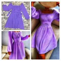 Платье Size Plus муслин с пояском фиолетовое OP37