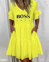 Платье Size plus Lady Boss Жёлтое K298