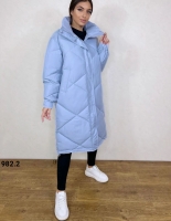 Болоневое пальто стеганое 982 Голубое DIM