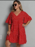 Платье Size Plus сердечки Красное O114 11.23