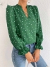 Блузка с сердечками и вырезом зеленая M29 01.24