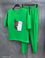 Костюм футболка и брюки стакан зеленый M37