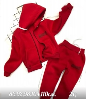 Детский утепленный костюм на молнии красный Xi