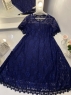 Платье Size Plus гипюр с подкладом темно-синее M98