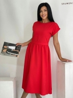 Платье приталенное рукава подворот красное UM29
