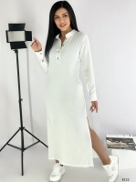 Длинное платье сингапур с разрезами молочное RH122