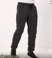 Мужские брюки с начесом темно-серые V107