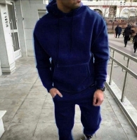 Мужской костюм Size Plus на флисе толстовка и брюки темно-синий ISB4.3