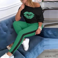 Костюм Size Plus поцелуй зеленые брюки M29