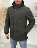 Мужская удлиненная куртка Хаки V107