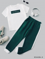 Костюм футболка и брюки с лампасом зеленый AKB4.6