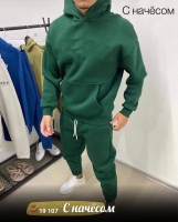 Мужской костюм с начесом кенгуру Зелёный V107