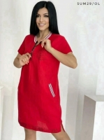 Платье Size Plus с молнией на груди красное UM29