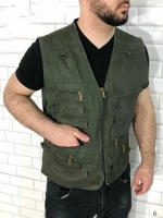 Мужской джинсовый жилет с карманами хаки VD107