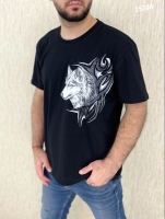 Мужская футболка С волком черная SM