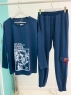 Костюм Size Plus the juce кофта и брюки с карманом синий 0224 K53