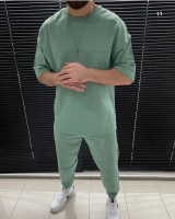 Мужской костюм футболка со швом и брюки Фисташка VD107